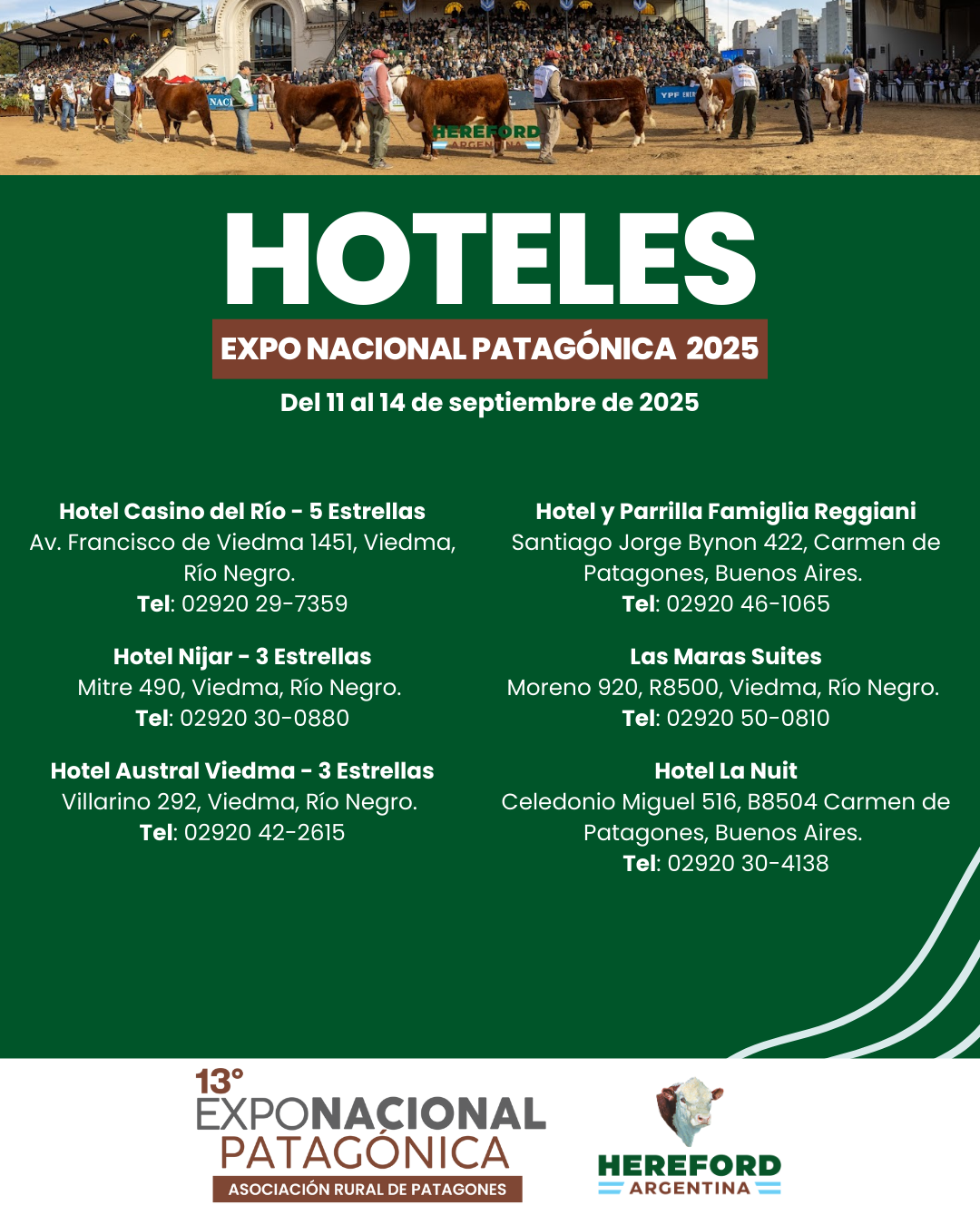 Flyer hoteles Expo Nacional Patagónica
